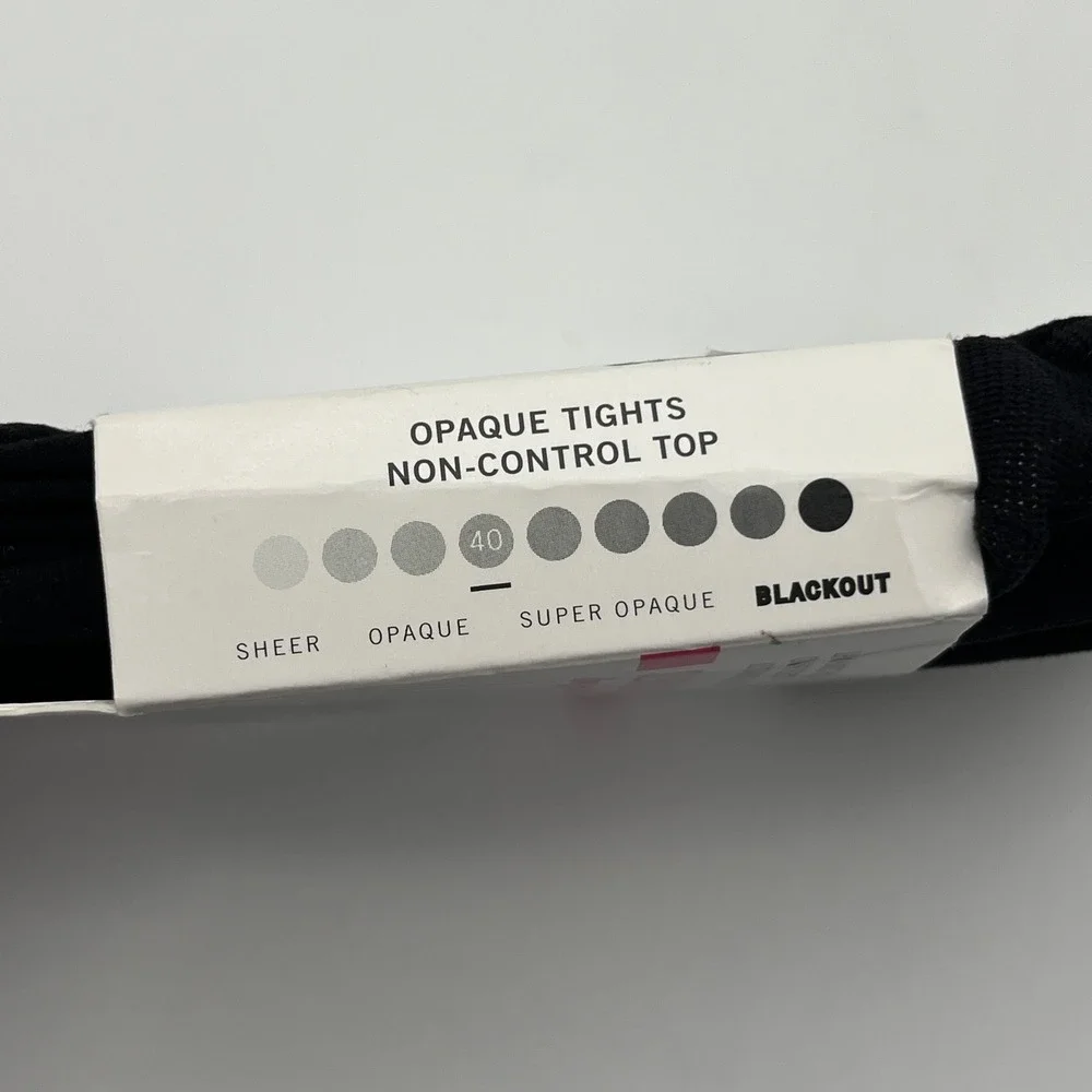 HUE Opaque Tights Women Size 2 Black Non-Control Top Perfit Wider Band 9001
